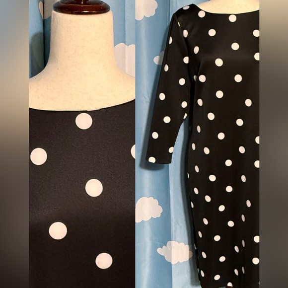 Polka dot whimsical scuba midi dress. Hits in the right spots. 14 - Picture 2 of 6